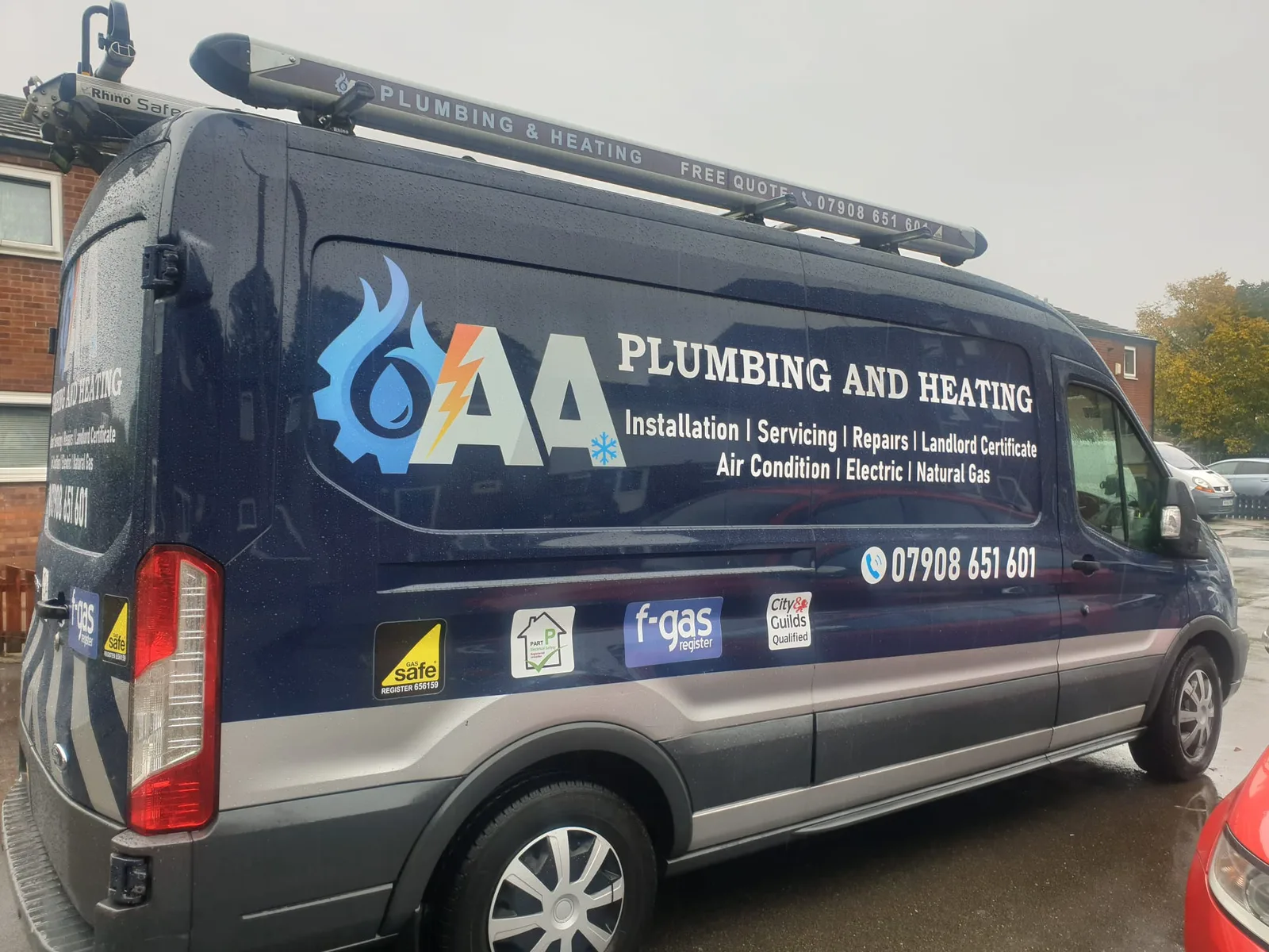 AA Plumbing & Heating branded van in Leicester